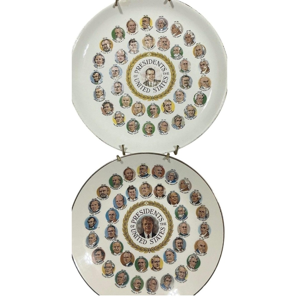 Vintage Presidential Collector Plate Set Of 2 Eisenhower & Carter US Presidents